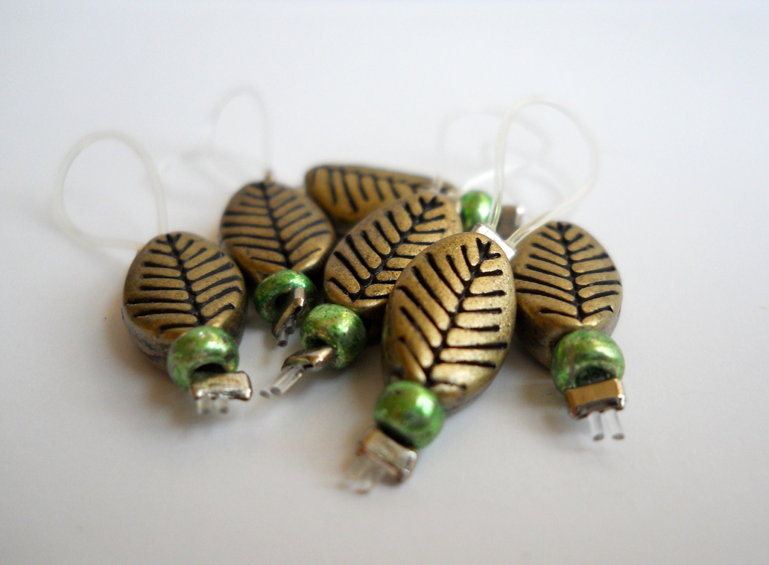 Bronze Colored Leaf Stitch Markers