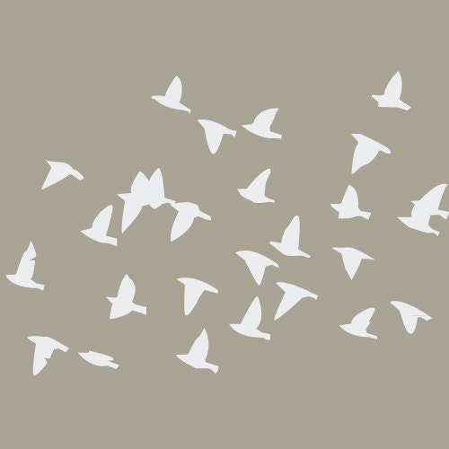 25 Flying Birds Vinyl Wall Decal Art Home Decor Modern Whimsical Natural Nature No Trees or Branches