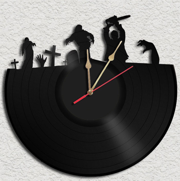 Zombie Theme Vinyl Record Clock Upcycled vinyl records Great Gift