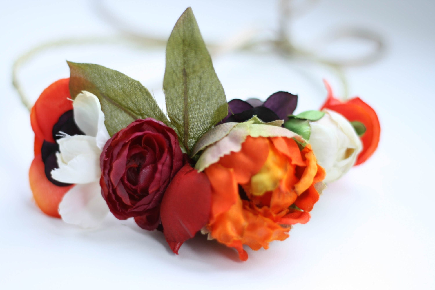 Orange - flower crown hair accessory