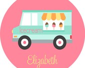 Personalized Melamine Plate - Childrens Dinnerware - Kids Melamine - Personalized Kids - Personalized Plates - ICECREAM TRUCK