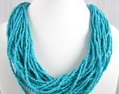 2013 Statement Jewelry Necklace Lake Blue Necklace Seed Beadwork Necklace Bid Necklace With Chain Layers Bridesmaid Bride Necklace