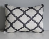 Black Marrakesh Lattice Moroccan Decor Hand Stenciled Paint on Burlap Decorative Throw Pillow Cover- 12x16 Burlap Lumbar