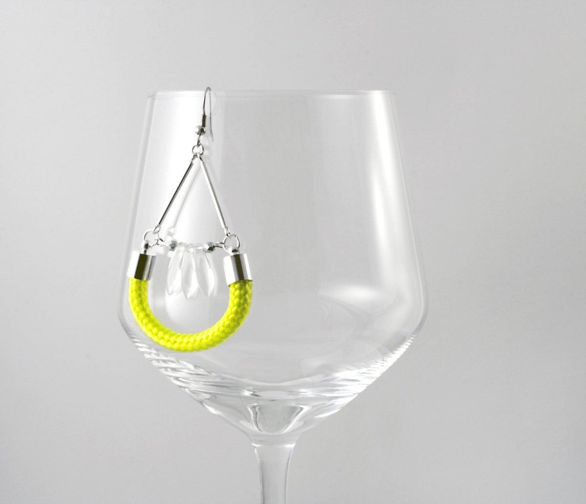 Geometric rope dangle earrings, neon earrings, drop earrings,