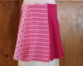 Upcycled toddler girls yoga skirt pink polka dot striped comfortable 2 2T spring