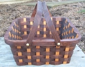 Harvest serving basket with handles Walnut and Cherry