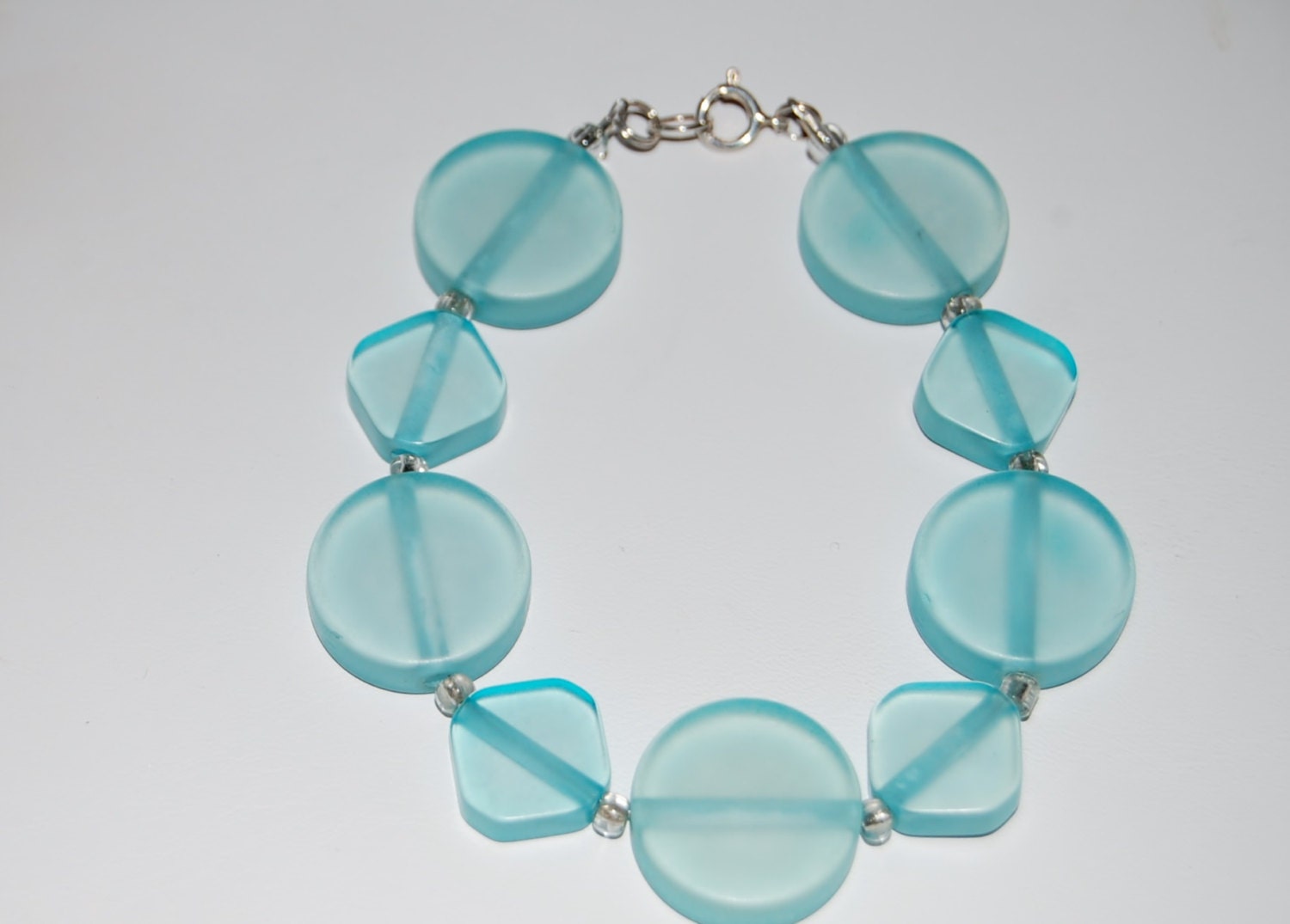 Pale Green Handcrafted Acrylic Beaded Bracelet - Plus Size