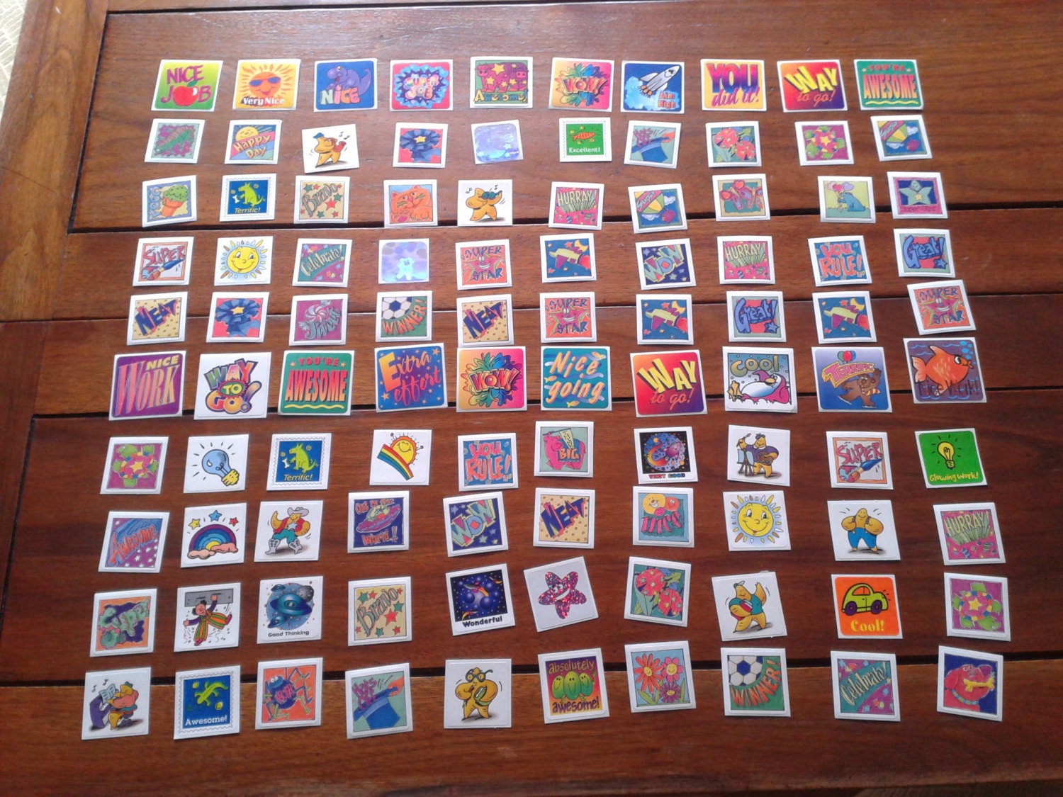 80s - 90s teacher destash 100 large classroom student stickers: 1980s -1990s lot of play school stickers - DIY children cards Father's day