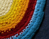 Small Braided Bath Mat Rag Rug, "Triple Citrus" Bright Colors