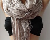 Lace scarf - Elegant scarf - Classy scarf - Light lilac...Mothers day gift