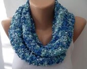 Super elegant scarf - knitted Scarf, Infinity Scarf,loop scarf blue Mothers day gift