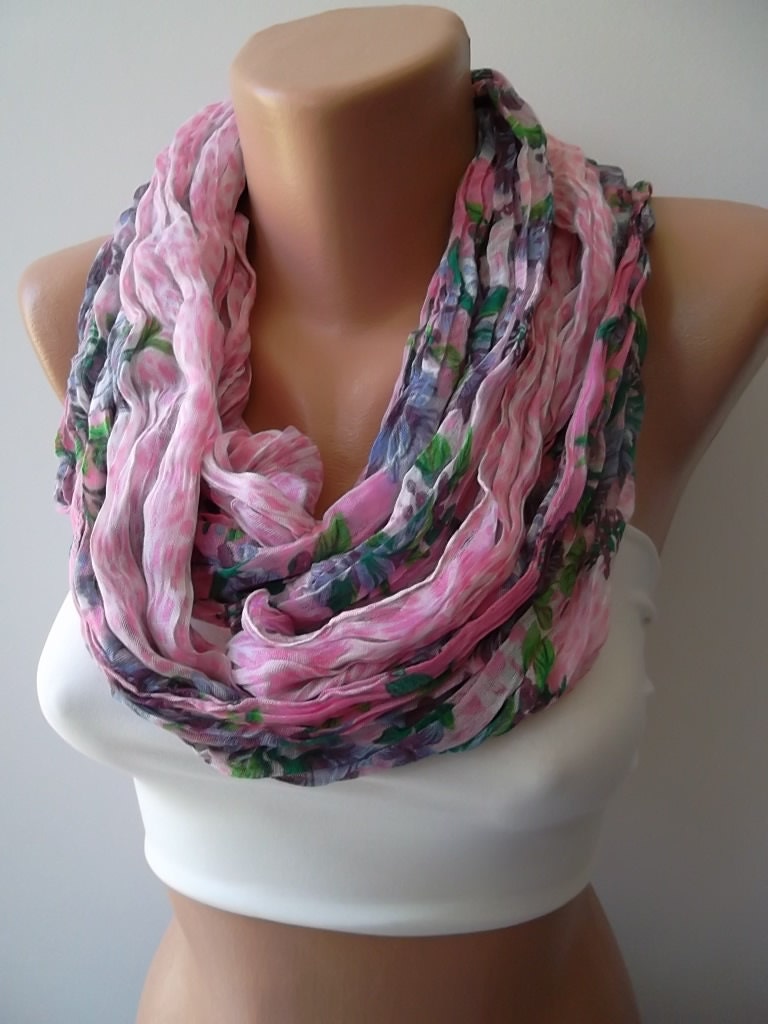 Mothers Day gift Infinity Scarf  Circle Scarf  loop scraf pink