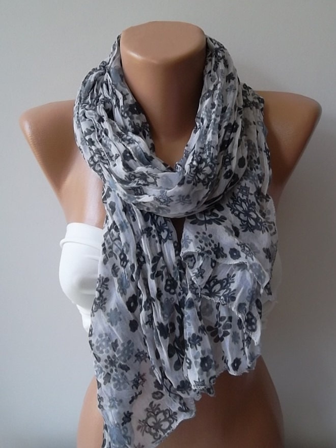 Georgeus scarf  Elegant scarf soft scarf  flower scarf  summer scarf