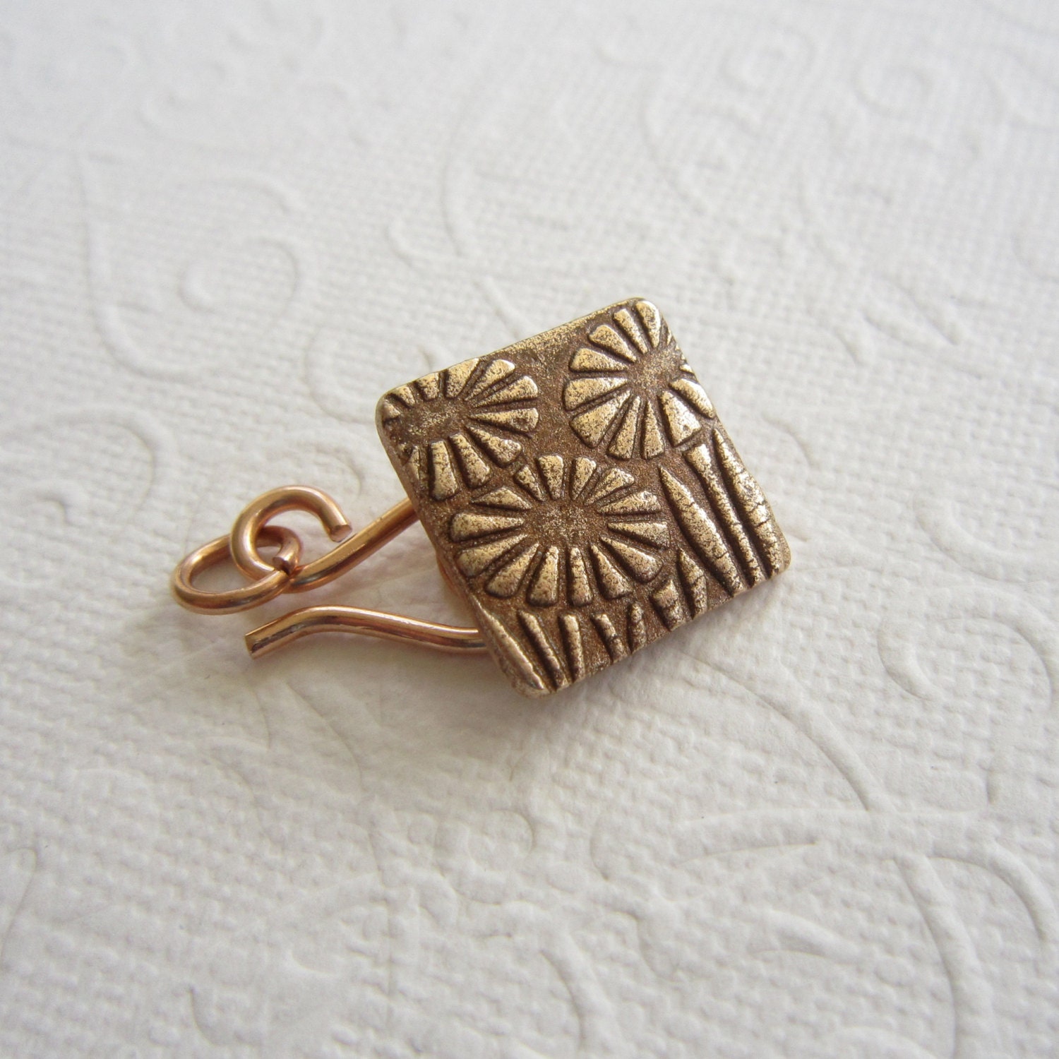 Bronze clasp set, button and hook clasp, square clasp, handmade clasp,
