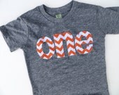 one for 1st Birthday orange Chevron Number for any Birthday -  Pick a chevron color Birthday Shirt