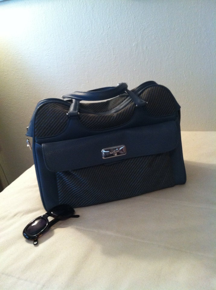 Vintage Blue Samsonite Saturn Handbag Weekender Mixed Textiles Medium size
