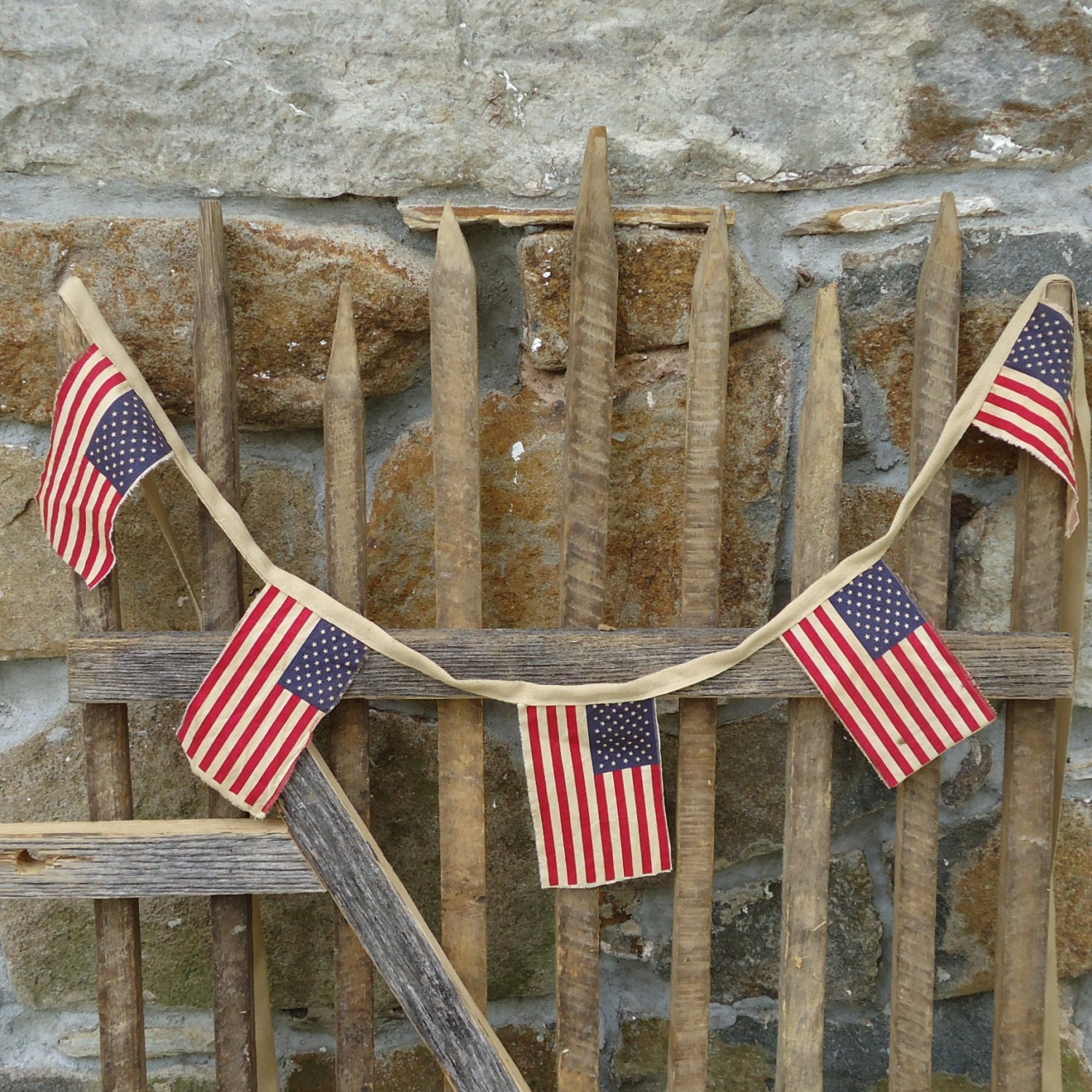Country Primitive Americana  flag banner, patriotic