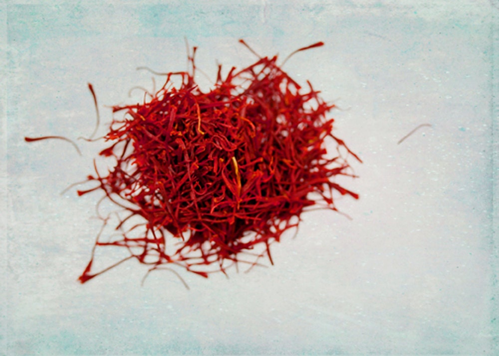 Saffron - Red Photography - Printable Download - Kitchen Art Print - Modern Art Print - Pool Blue - Fine Art Photography