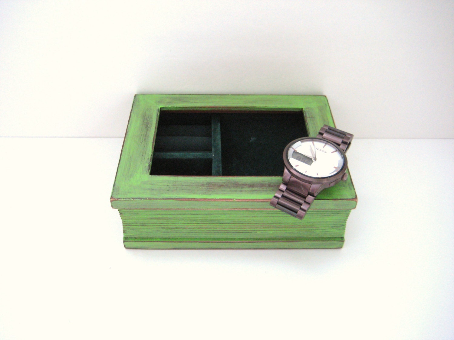 Lime Green Jewelry Box - Photo Box - For Him or Her - Gift for Dad