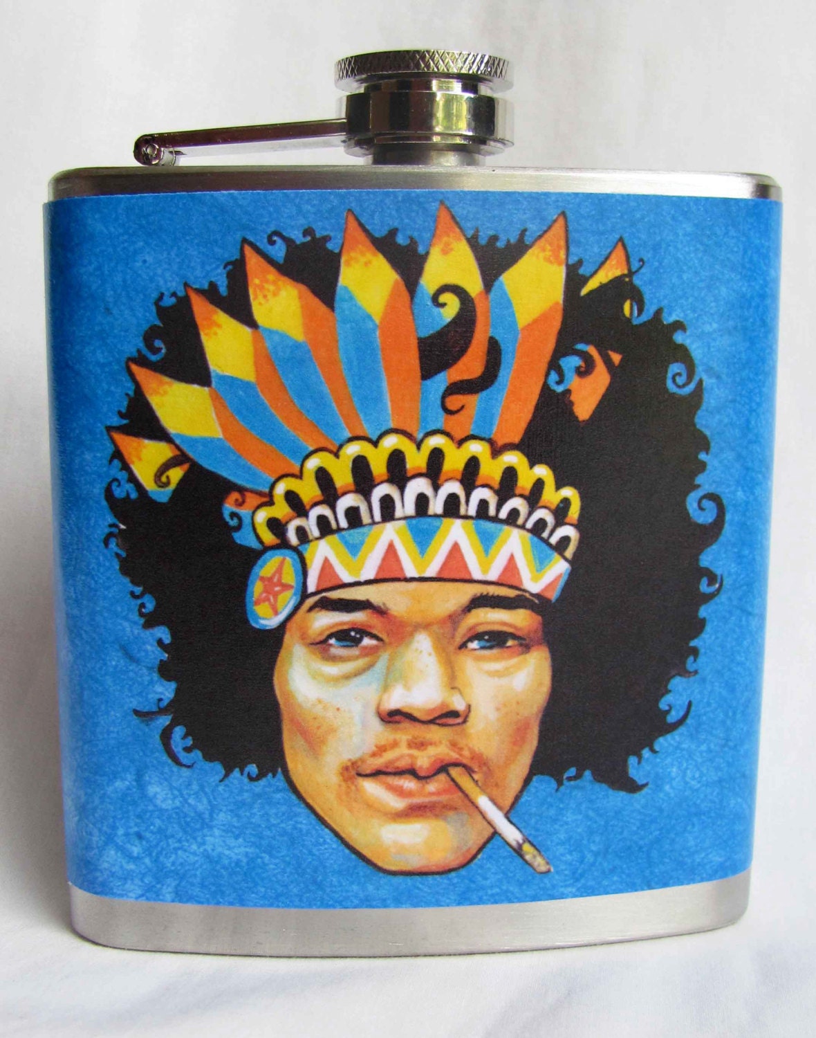 Hip Flask - Jimi Hendrix - Blue background version