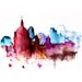 London city abstract ART PRINT 13X19 watercolor painting