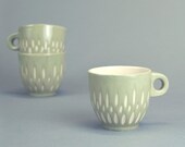 Ceramic stoneware cup coffee tea espresso - unique handmade serving decorative textured kitchen pottery morning coffee - green pink