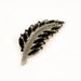Vintage Jet Black Stones Leaf Brooch Silver Tone