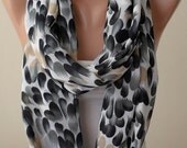 Mother's Day - Gray - Black and White Leopard Print Infinity Scarf -  Chiffon Fabric