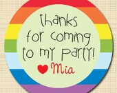 Personalized Birthday Stickers,  Rainbow Round Sticker, Birthday Favor Stickers, Party Favors, Treat Bag Stickers, Birthday Labels