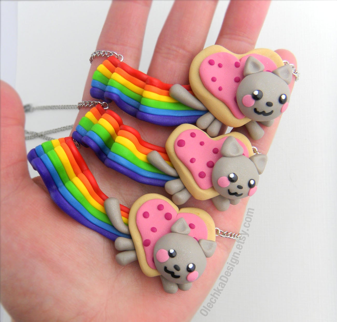 Nyan Cat Valentine Heart Necklace, Meme, Valentines Day Gift