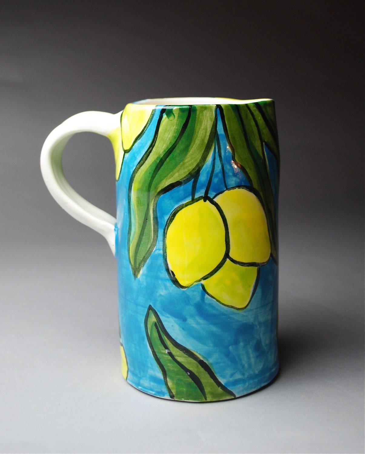 Turquoise Pitcher with Lemons