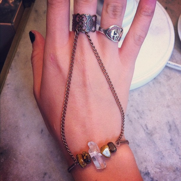 Tigers Eye and Crystal Quartz - Ring to Bracelet