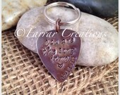 Personalized Guitar Pick Key Chain - Valentines Day, wedding gift, gift for him, gift for her