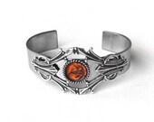 Medieval Bracelet, Stainless Steel Cuff Bracelet, Orange Bracelet, Medieval Jewelry, Stainless Steel Jewelry, Customizable Jewelry