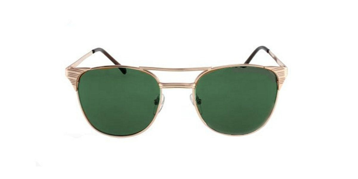 Gold Clubmaster Sunglasses, Deadstock Wayfarer Glasses, Gold Frame with Green Lenses, Unisex Men Women