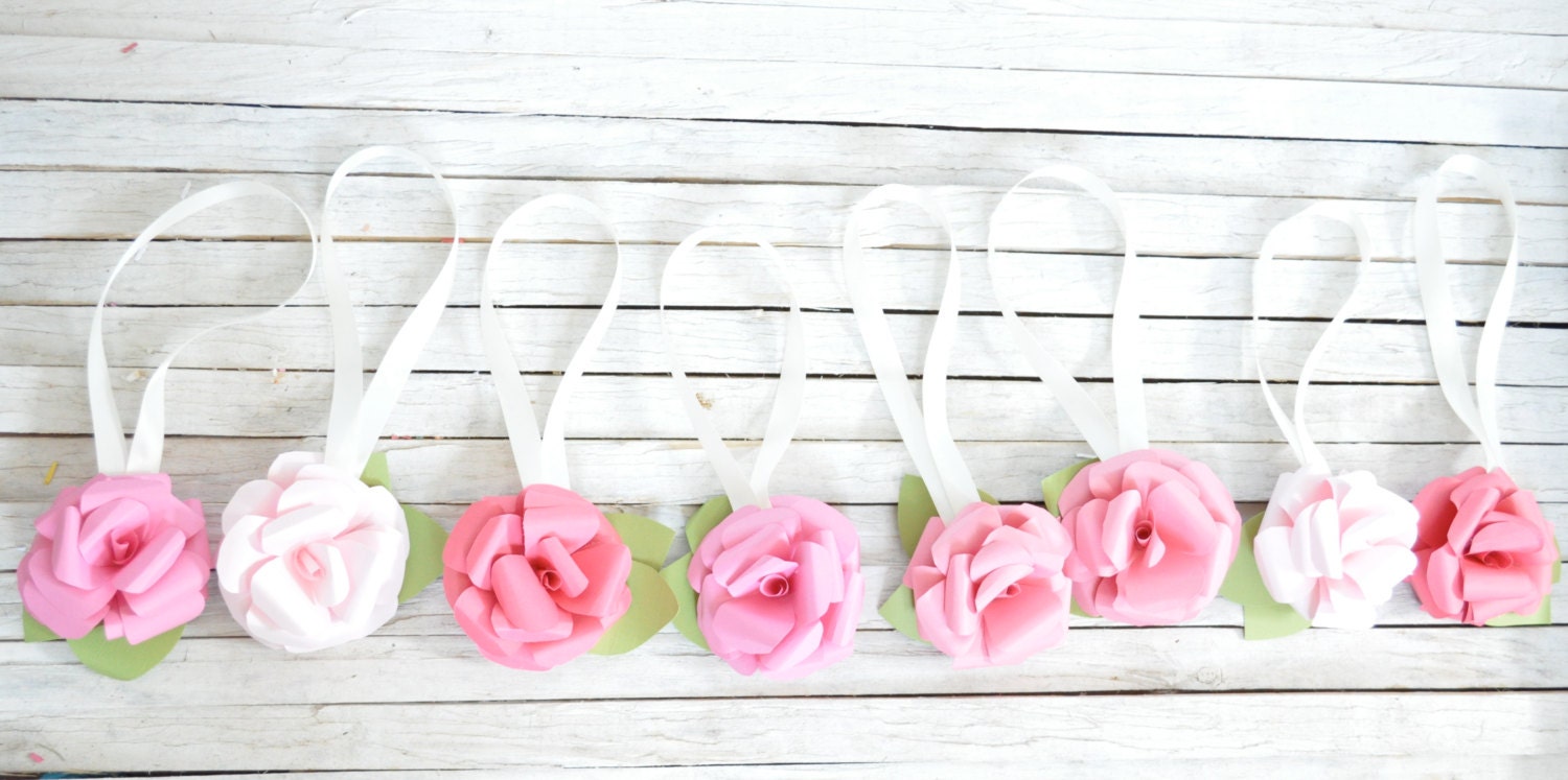 Wedding Paper Flowers-Pink Ombre Paper Flowers- Wedding Chair Decorations