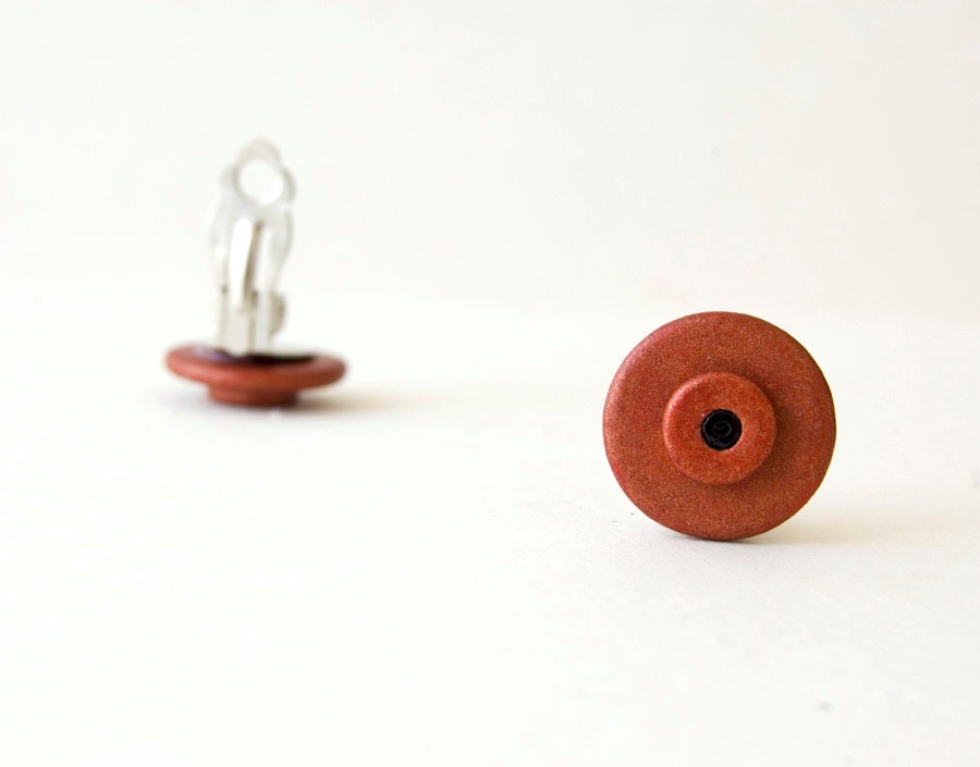 Clip/On/Earrings,Ceramic/Earrings, Coppery/Earrings,Round/Earrings, Circle/Earrings,Girls/Earrings, Holiday/Gift
