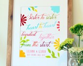 Gift for sister 8x10 print- gift for best friend- sister quote- sister to sister heart to heart- personalized print for sibling