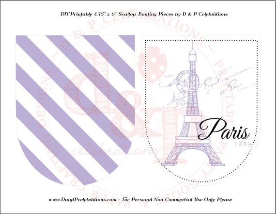 DIY Printable Paris Scalloped Bunting Pieces in Lavender Il_570xn