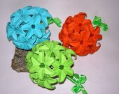 Origami paper flowers Bouquet whole in one color: green, blue, red, pink,orange, purple,white, yellow