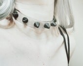 Spiked Choker, cyber, vinyl, collar, clear choker, pvc