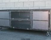 Modern Industrial Media Console, Vintage, Mid Century, Rustic, Reclaimed Wood, Credenza, Buffet