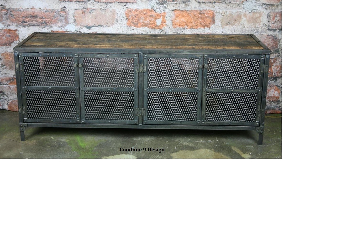 Buffet/Hutch. Vintage Industrial, Urban/modern design. Reclaimed wood top, minimalist/retro, steel. Custom Cofigurations