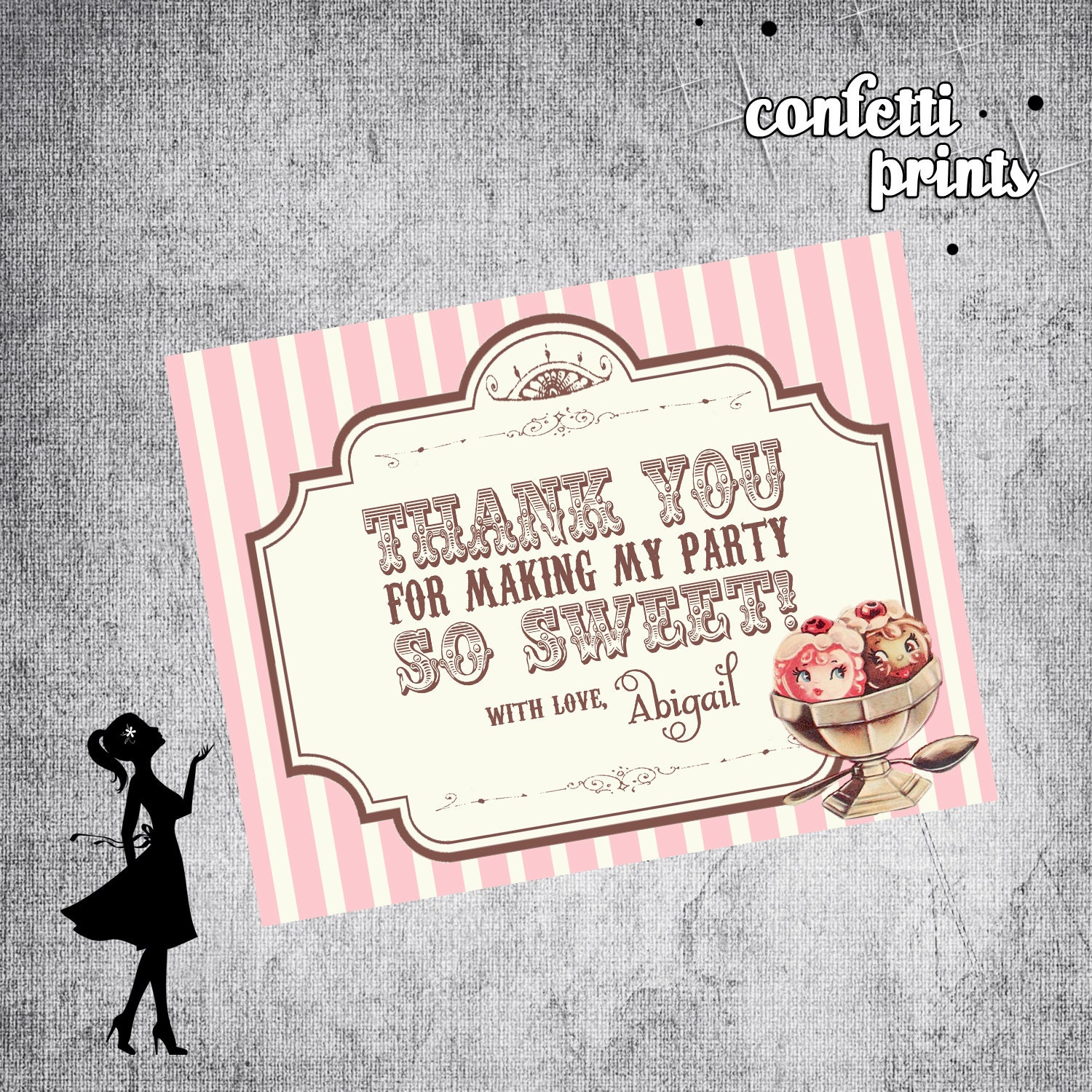 Thank You Card - ICECREAM SOCIAL Printable Il_570xn