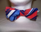 Handsome Harry wearing Red White and Blue Striped Patriotic or Nautical Spring Summer - Cotton Men's Bow Tie -  Adjustable