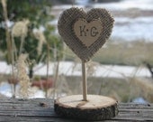 Rustic Wood and Burlap Cake Topper