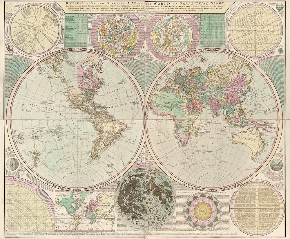 Antique Map of the World (c1780) - 22"x26.6" - Archival Print