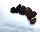 dark brown, black Italian beach pottery shards, jewelry supplies, vintage, natural beads, spring trends (229)