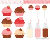 INSTANT DOWNLOAD - Valentine's Cupcakes Clip Art Set - Personal and Commercial Use Clipart - No Credit Required Il_170x135