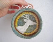 Felt Wall Hanging, Hanging Felt Bowl, Needle Felted Stag, Deer Silhouette, Miniature Art